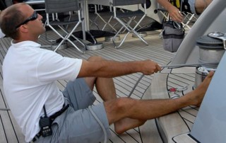 Yacht Crew Working on Deck